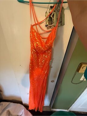 Strappy Sequin Orange prom dress